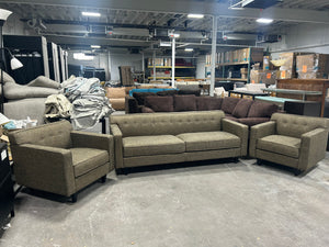 3-Pc Contemporary Taupe Sofa & Chair Set