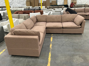 Albany Park Kova L-Shape Corner Sectional - Mocha Performance Bouclé