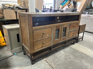 Distressed Wooden TV Stand & End Table Set