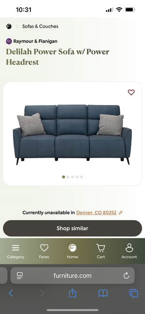 Raymour & Flanigan Deliah Leather Power Sofa w/Power Headrests