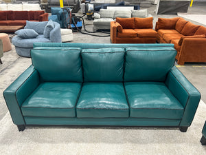Abbyson Teal Leather Sofa & Chair Set