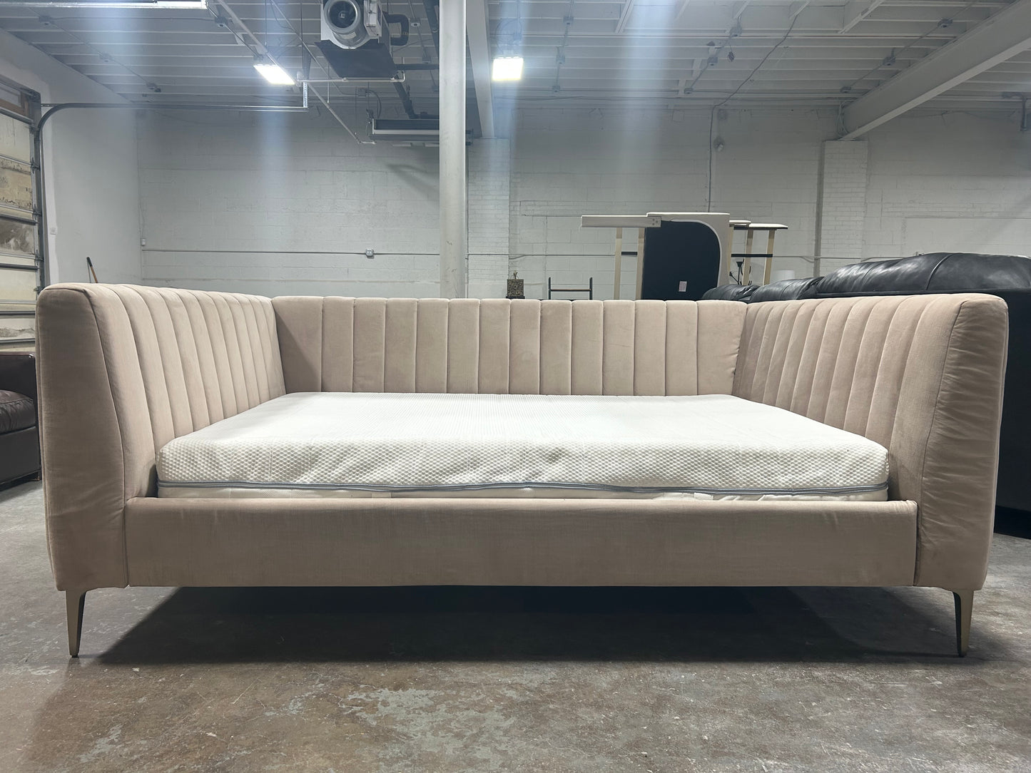 Pottery Barn Peach Velvet Full-Size MCM Daybed