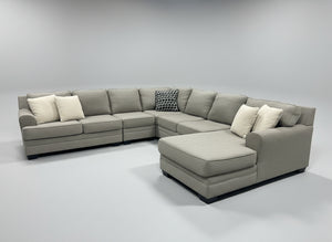 5-Pc Contemporary Light Gray Chaise Sectional