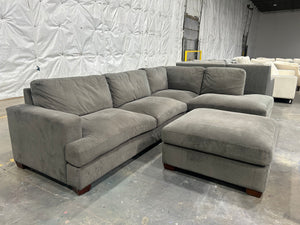2-Pc Contemporary Gray Chaise Sectional w/Ottoman