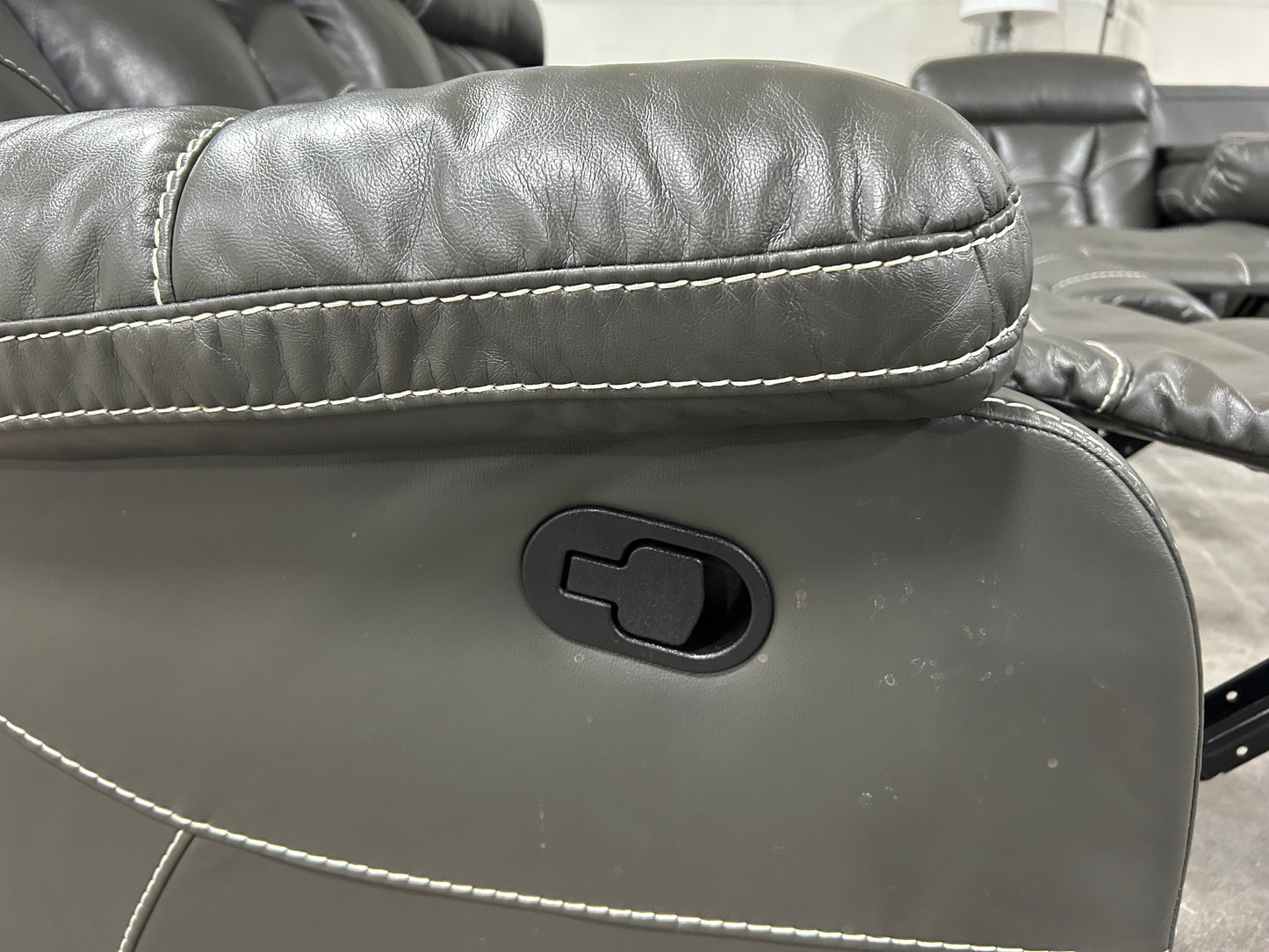 Contemporary Gray Leather Recliner Sofa & Loveseat Set