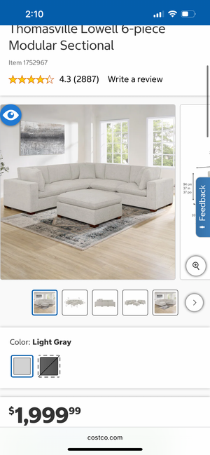 Thomasville Lowell 6-Piece Modular Sectional (Light Gray)