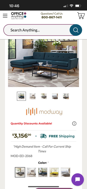 Modway Engage Teal MCM Chaise Sectional