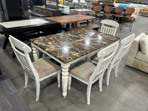 6-Pc Marbled Dining Set w/Bench