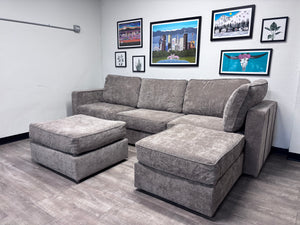 BRAND-NEW Venetian Taupe Corded Velvet LoveSac (5 base/5 side)