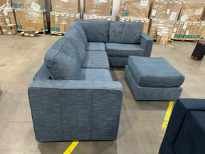*Perfect Condition* Vintage Blue Rained Chenille LoveSac (5 Seat/7 Side)
