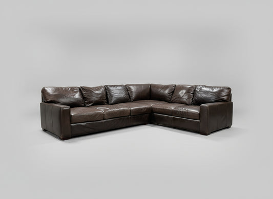 Bernhardt Brown Leather L-Shaped Sectional