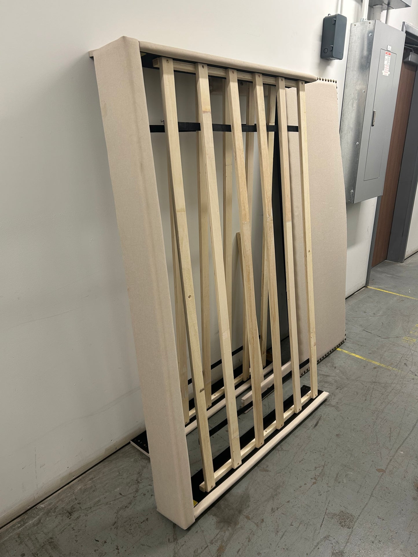Studded Beige Queen Bed Frame