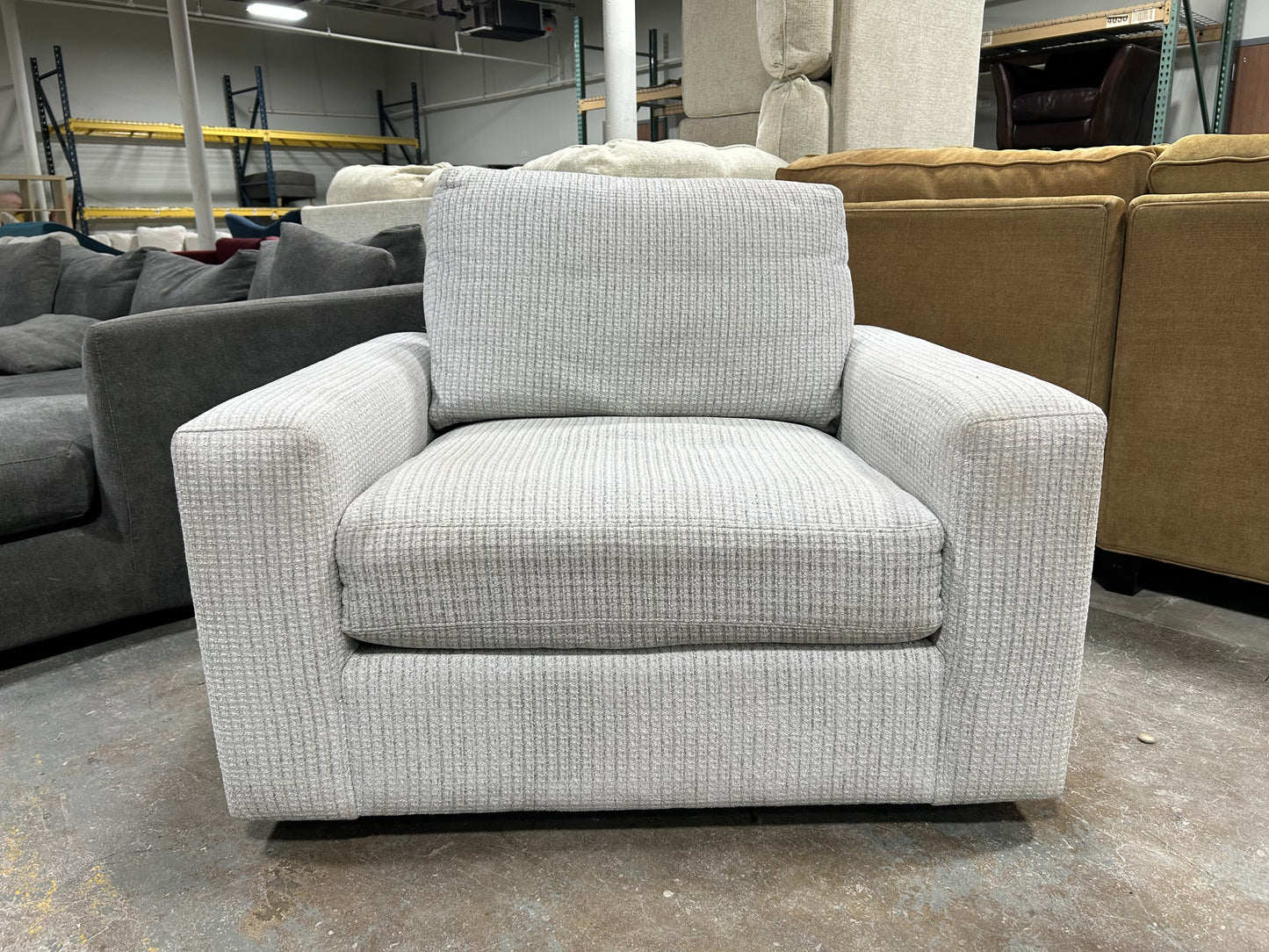 Arhaus Sky Grey Oversize Swivel Chair