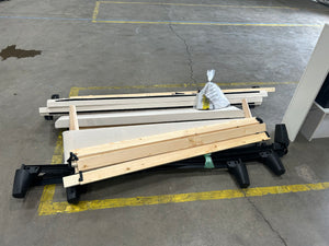 Cream Upholstered MCM Queen Bed Frame