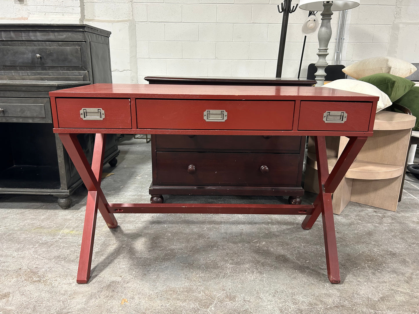 Red Wooden MCM Desk