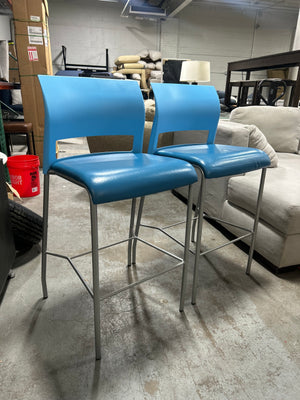 Steelcase 2-Pc Retro Blue Move Barstool Set