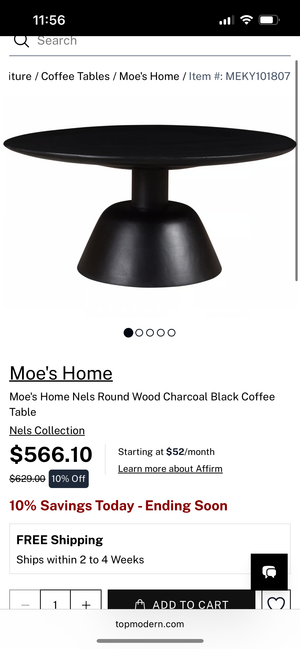 *Brand-New* Moe’s Home Nels Black Coffee Table