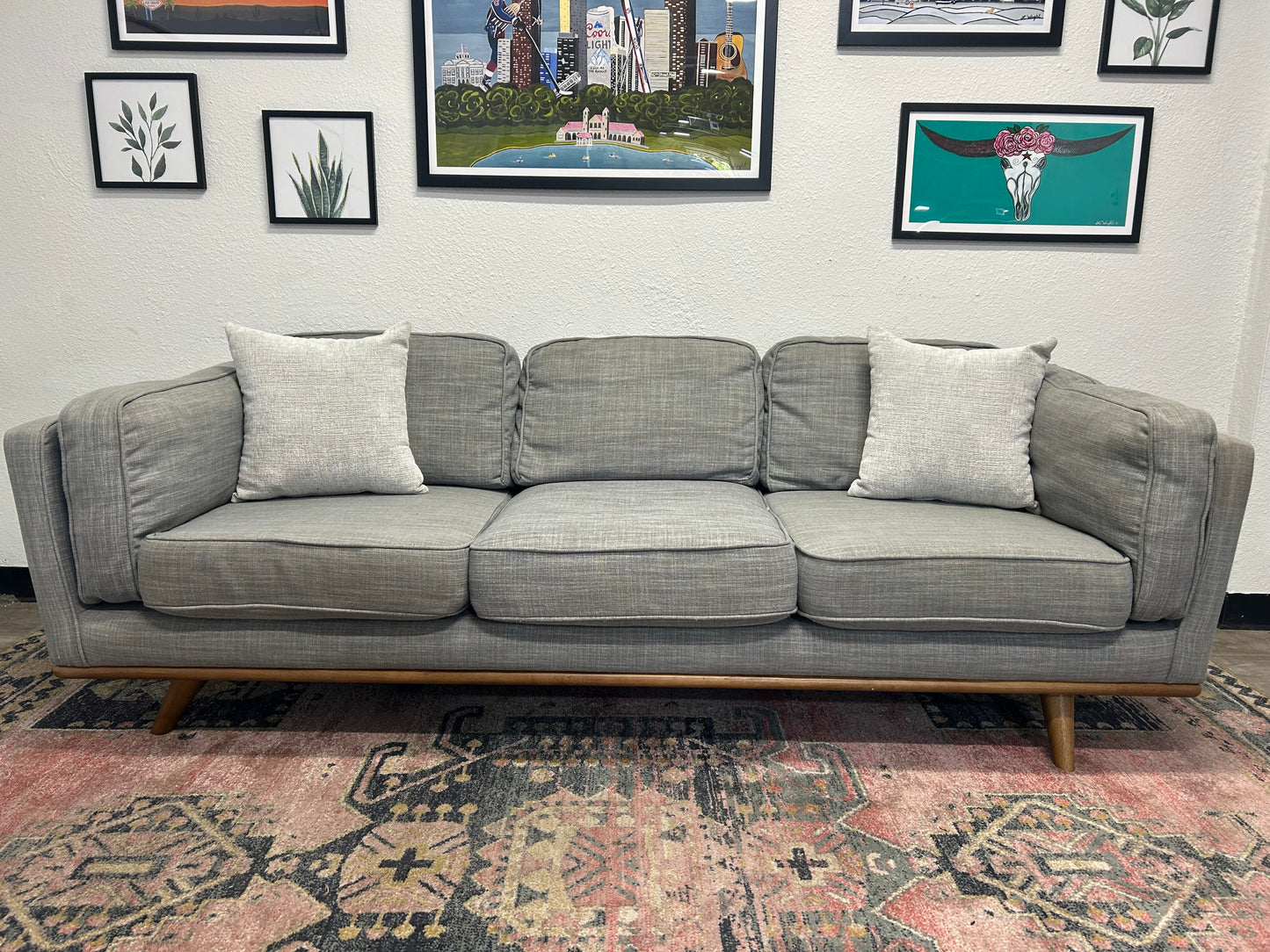 Article Light Gray MCM 90” Timber Sofa