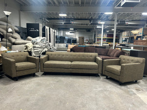 3-Pc Contemporary Taupe Sofa & Chair Set