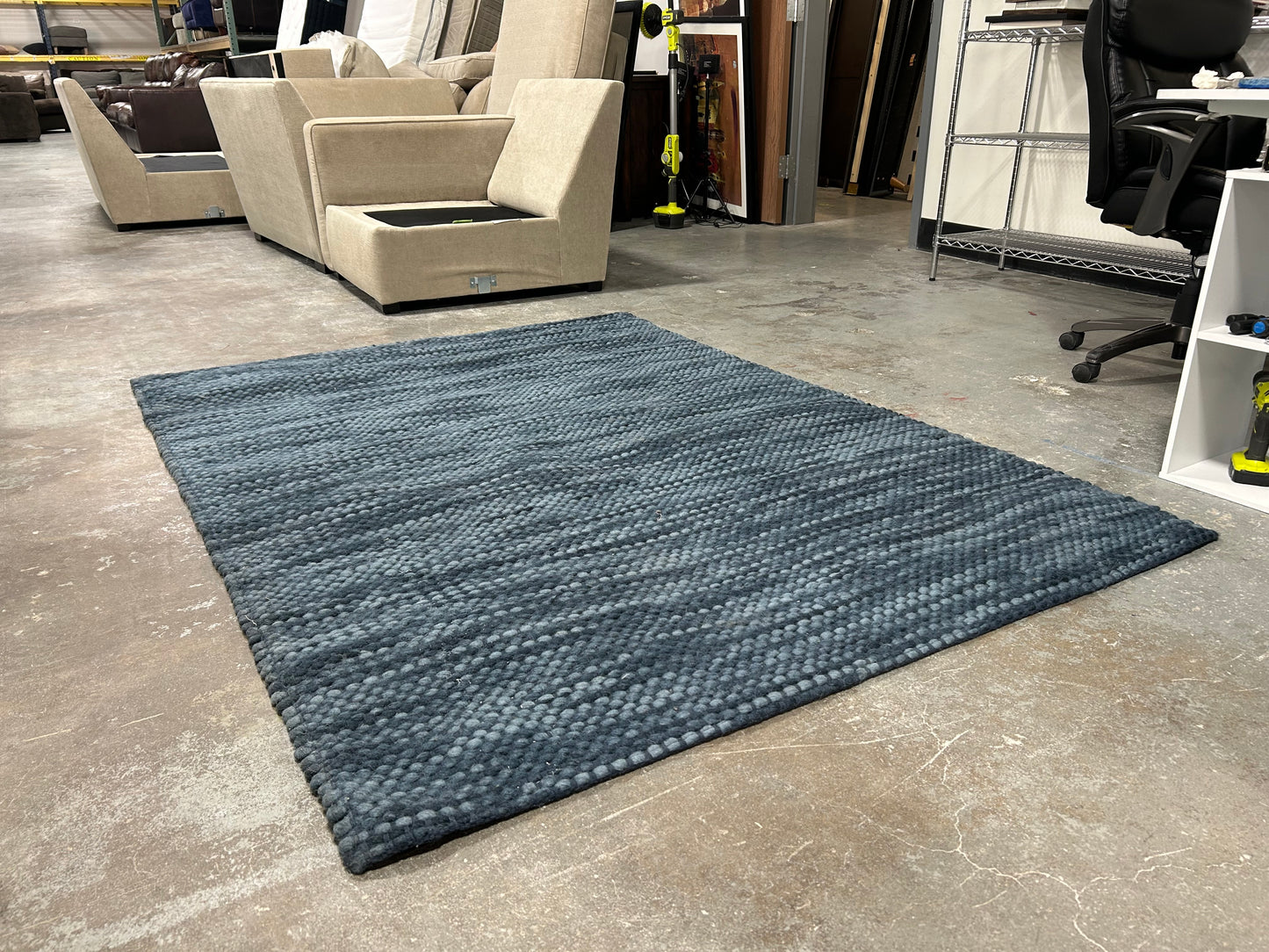 5’x7’ Dark Blue 100% Wool Area Rug
