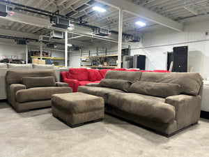 Z Gallerie MAMMOTH 3-Pc Brown Sofa & Chair Set w/Ottoman