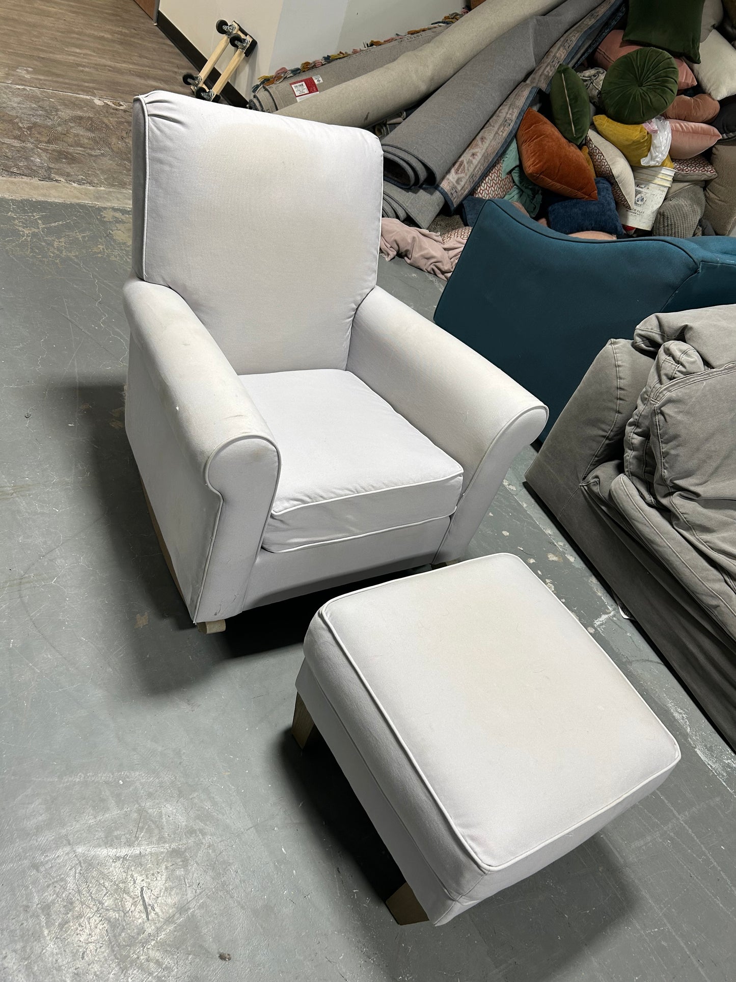 Pottery Barn Off-White Charleston Glider Chair With Ottoman