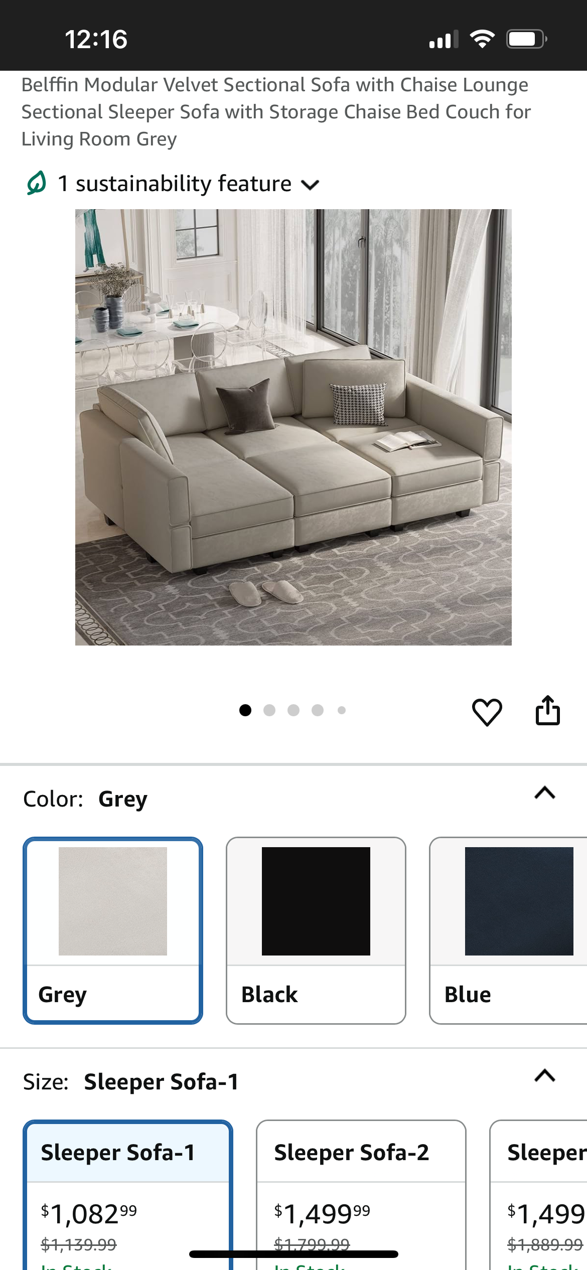 Belffin Modular Grey Velvet Storage Pit Sectional