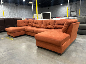 Ashley Burnt Orange Dual Chaise Sleeper Sectional