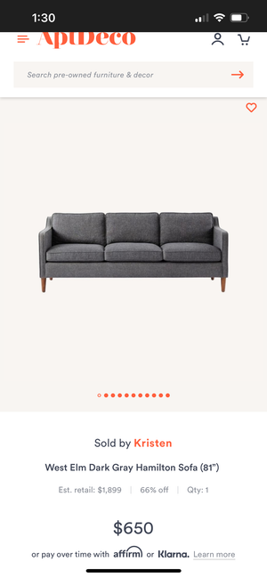 West Elm 81” Aqua Velvet Hamilton Sofa