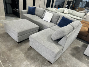 Contemporary Light Gray Chaise Sectional w/Ottoman