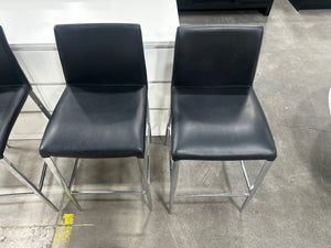 Black Leather Counter Stools (Set of 4)