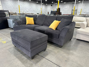 Dark Gray Cuddler Sectional w/Storage Ottoman