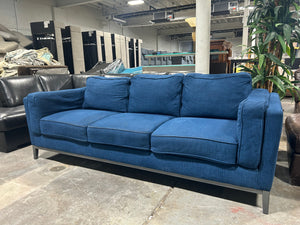 90'' Blue MCM Sofa