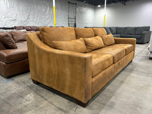 Pottery Barn York Deep Slope Arm Nubuck Leather Sofa