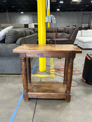 Solid Wood Hand-Carved Side Table