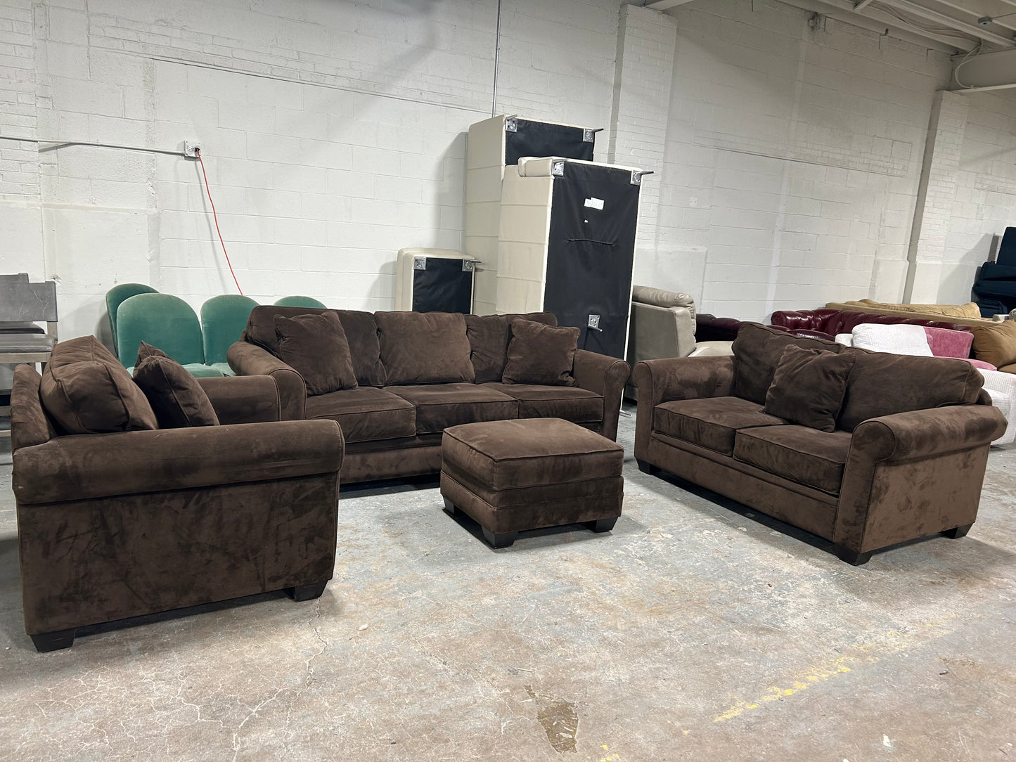 Jonathan Louis 4-Pc Dark Brown Velvet Sofa Set
