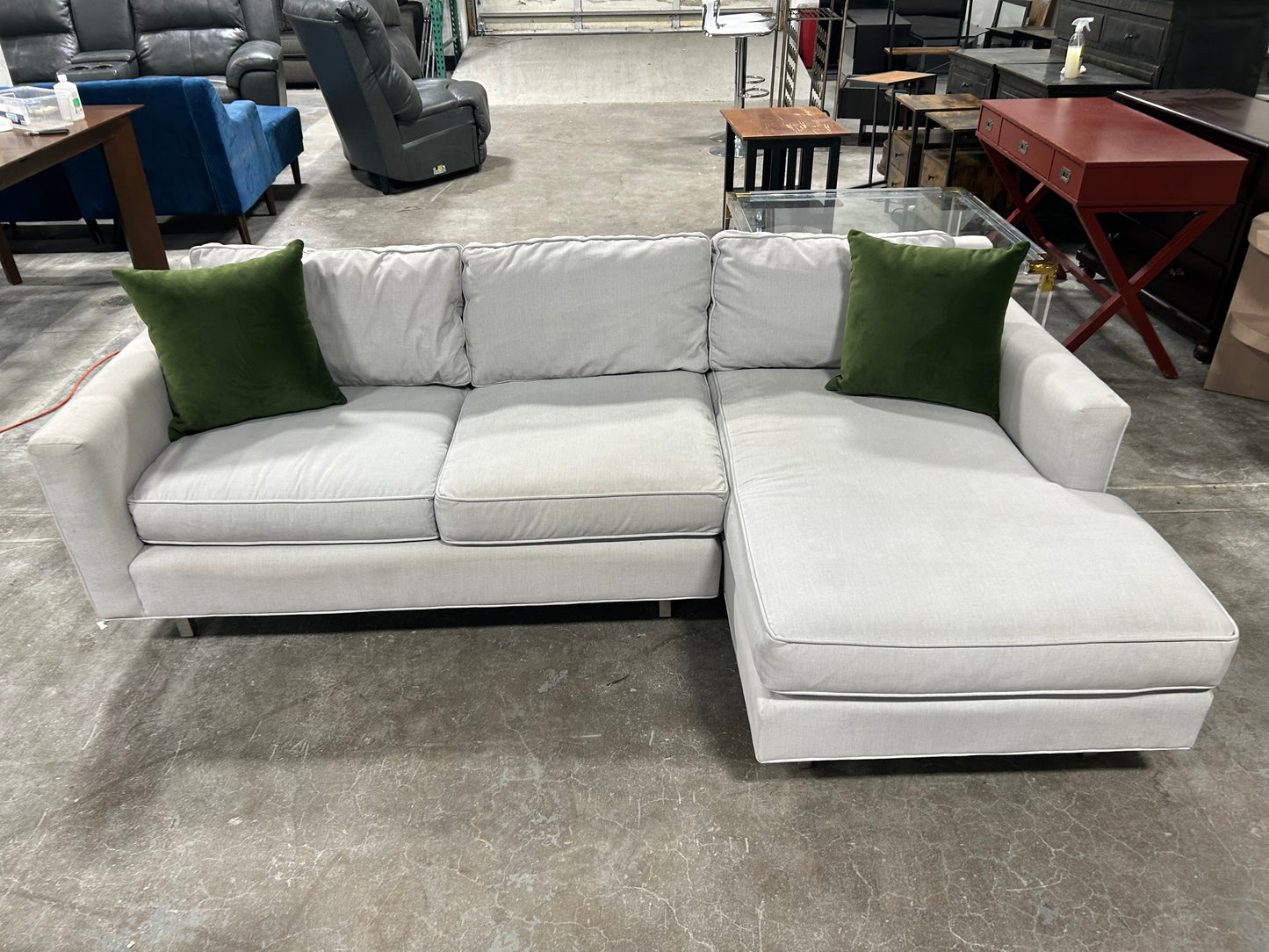 Mitchell Gold Sky Grey Chaise Sectional