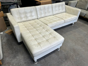 White Leather MCM Chaise Sectional