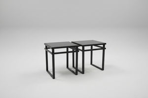 Modern Black Glass End Table Set