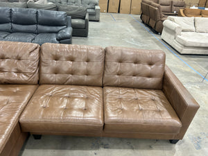Brown Leather MCM Chaise Sectional