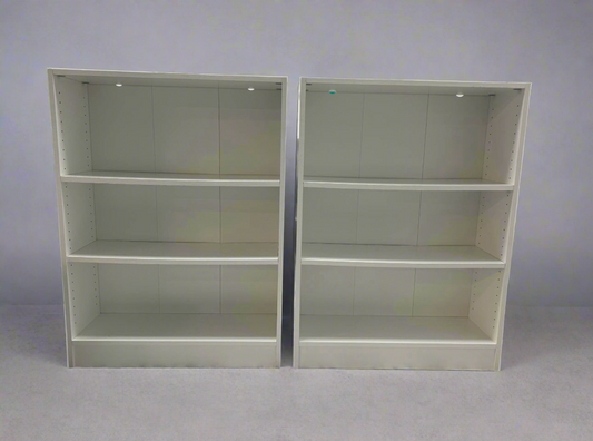 2-Pc Contemporary White Bookshelf Set