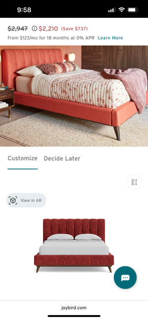 BRAND-NEW Joybird Hughes Full Bed (Crave Berry Hibiscus)