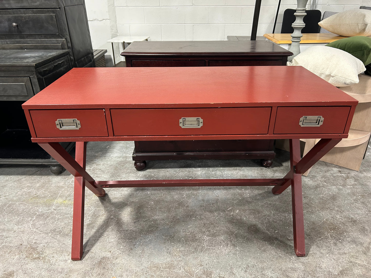 Red Wooden MCM Desk