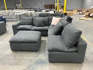 Bassett Beckham Track Arm Modular L-Shaped Sectional (Pewter)