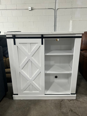 White Farmhouse Wine Rack w/Marbled Top