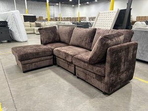 Dark Brown Modular Sectional w/Storage Ottoman