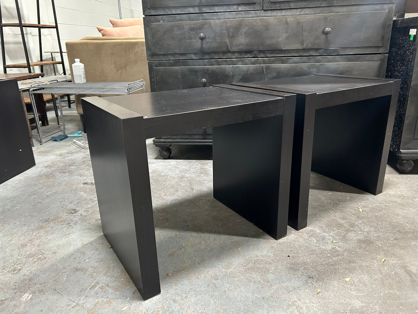 Espresso Wooden Glass-Top End Table Set