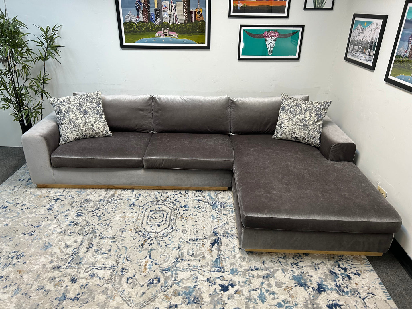 Gray Velvet Rove Concepts Noah Sectional