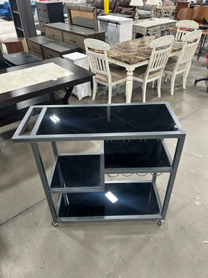 Black Glass Bar Cart