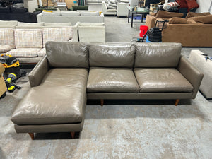 Room & Board Taupe Leather Jasper Sectional
